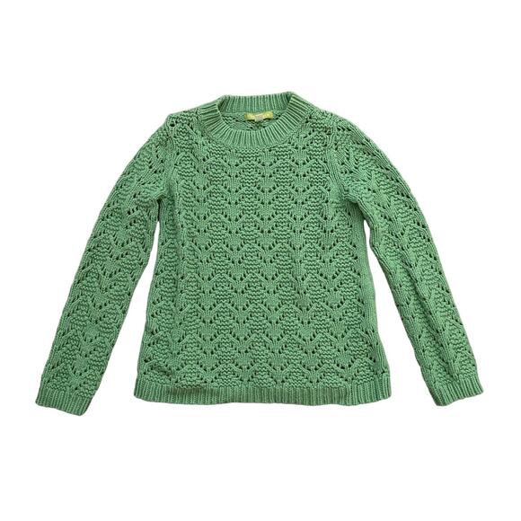 Sigrid Olsen Cool Green Chunky Fine Knit Cotton Blend Pullover Sweater Size XS - Picture 1 of 4